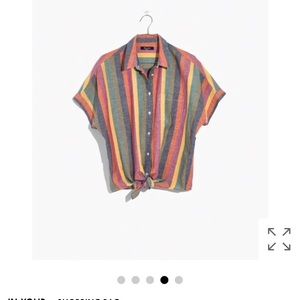 Madewell- tie-front shirt in rainbow stripe
